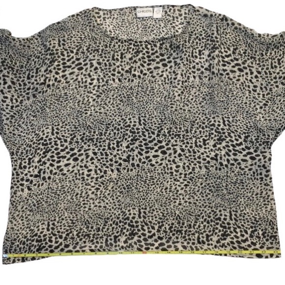 Chico’s 100% Silk Short Sleeved Leopard Print Top, Sz L/12 (Chico’s Sz 2), NWOT - Picture 4 of 10